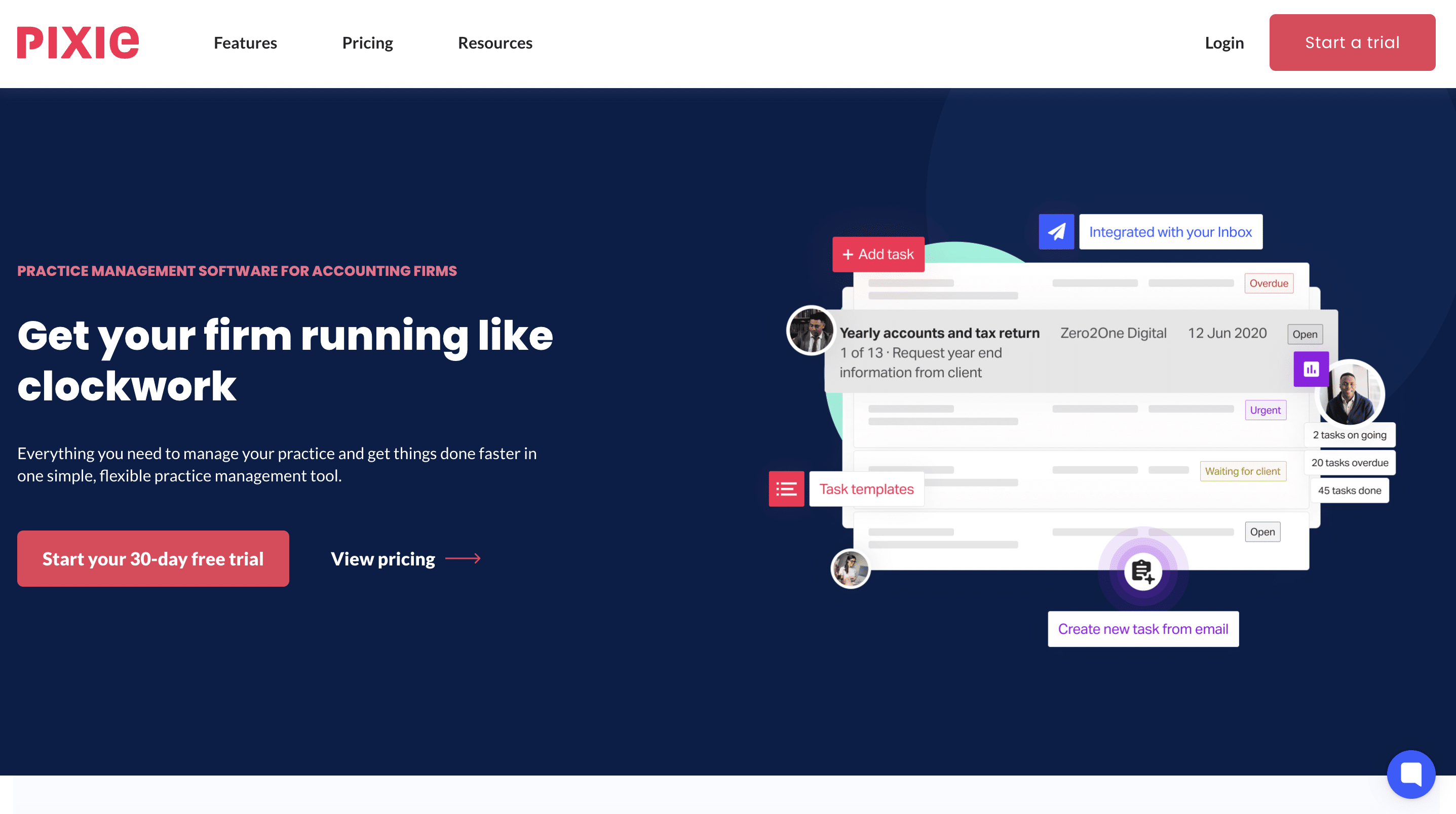 Snapshot of pixie's website
