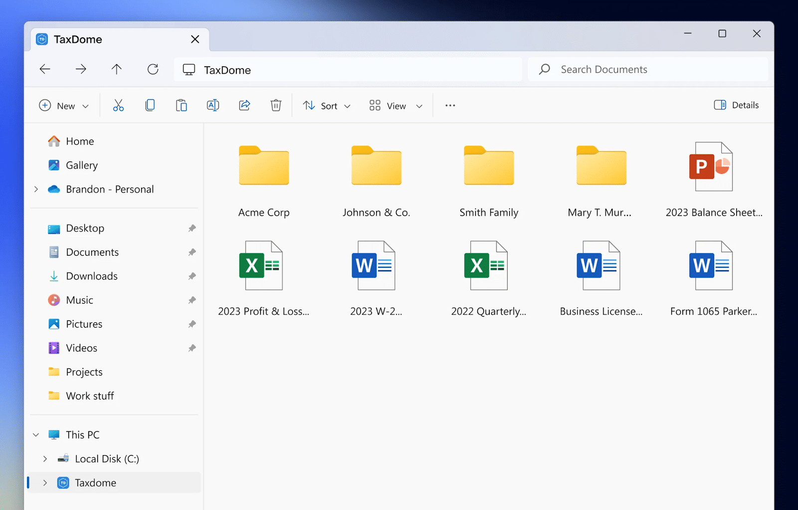 taxdome's desktop document management system