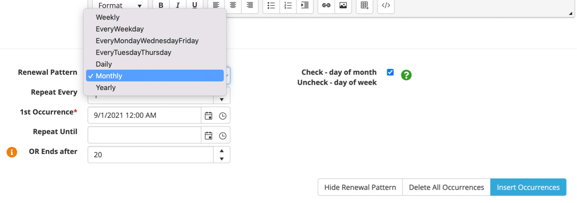 Aero worklow's automation feature setup for recurring tasks