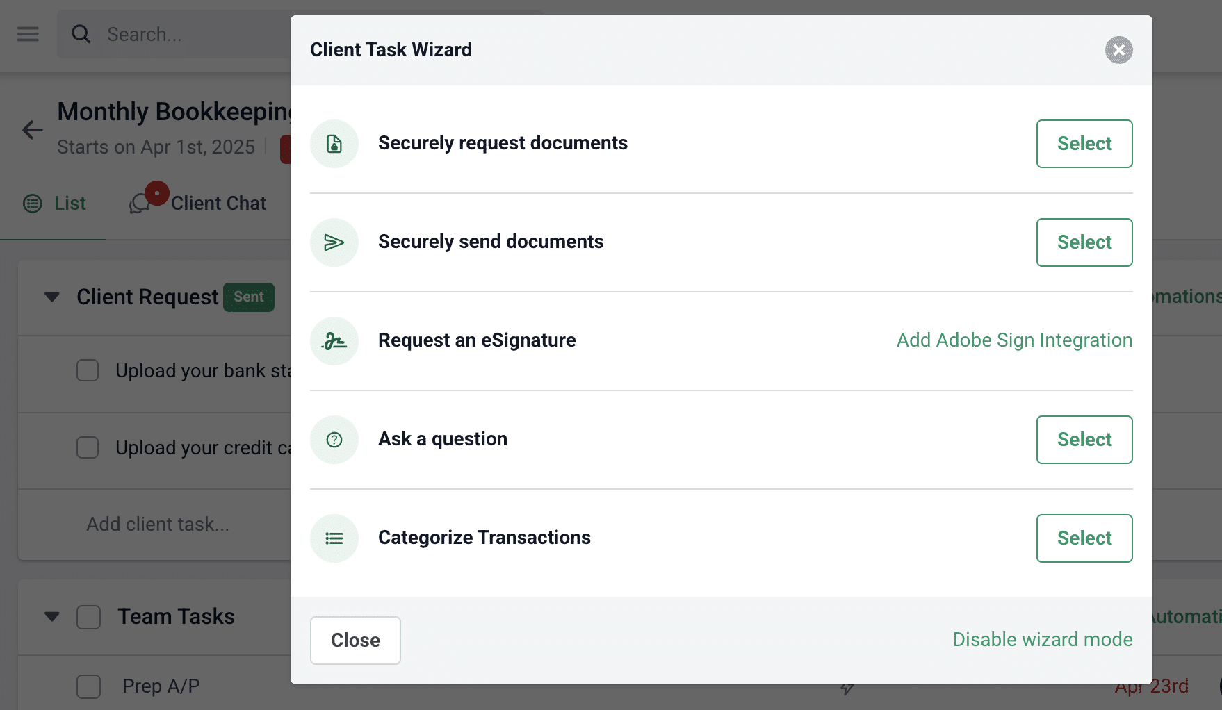 requesting documents from clients