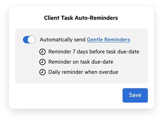 Task reminders for clients to perform using the client portal in Karbon