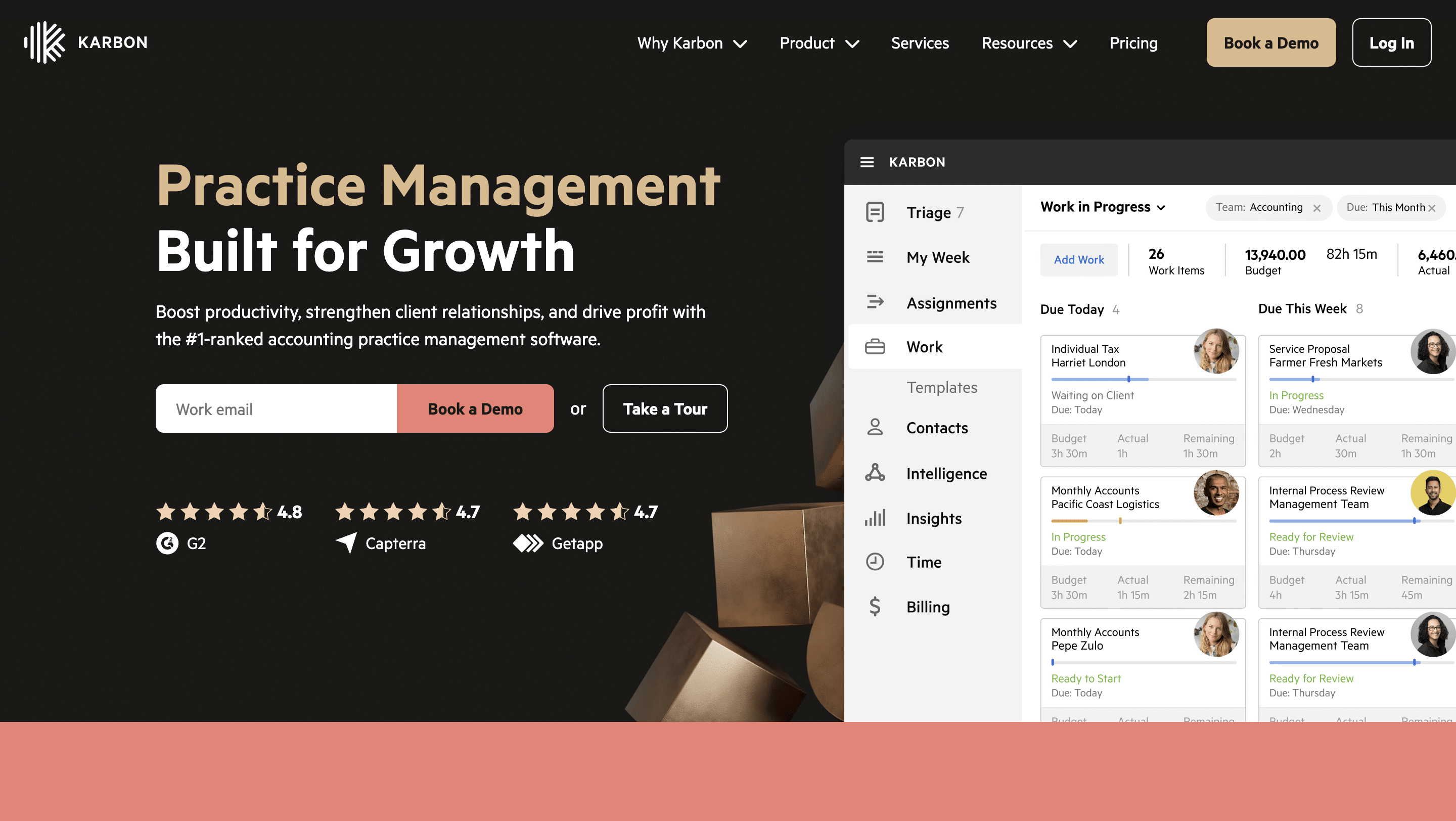 karbon vs taxdome: overview of Karbon's website