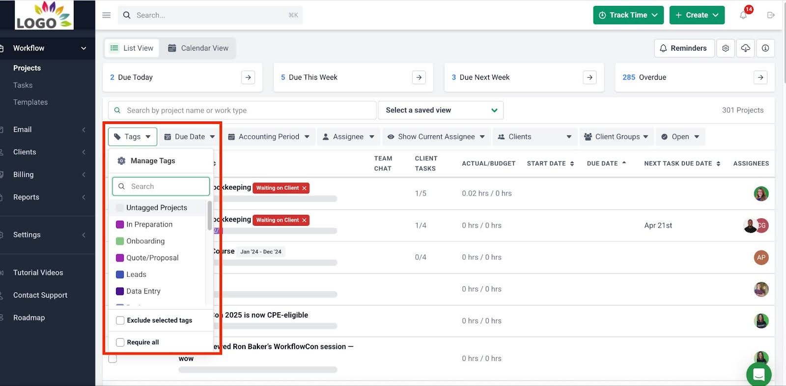 managing project tags to streamline work