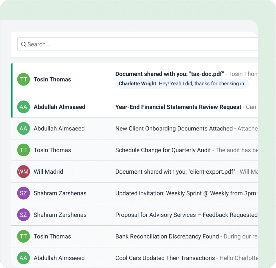 managing client emails inside Financial Cents
