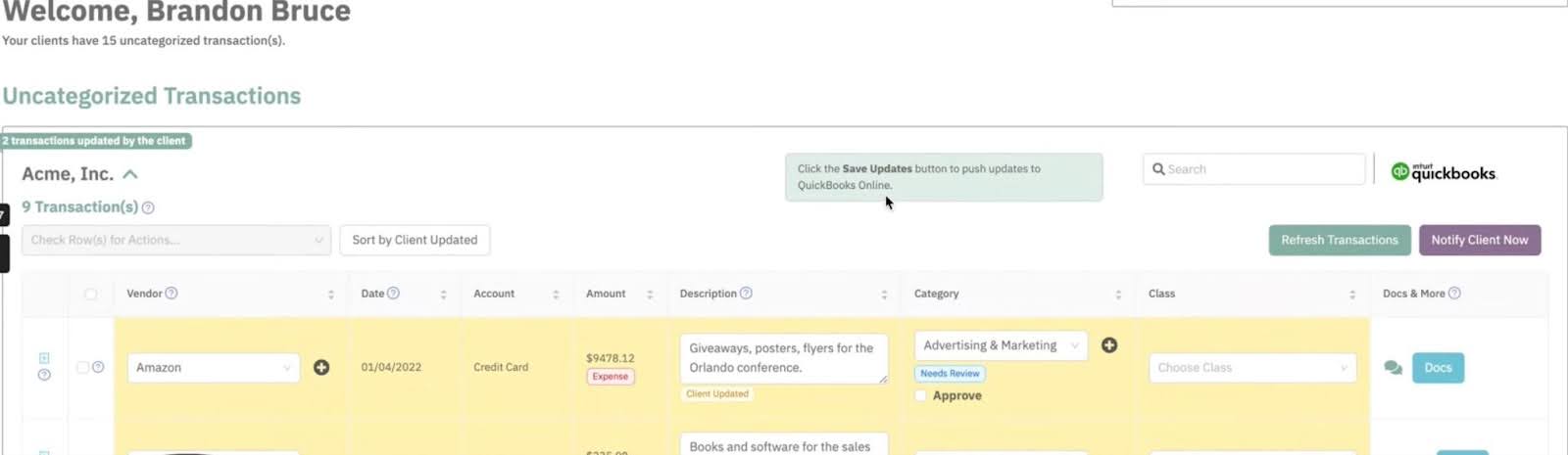 reviewing uncategorized transaction inside uncat
