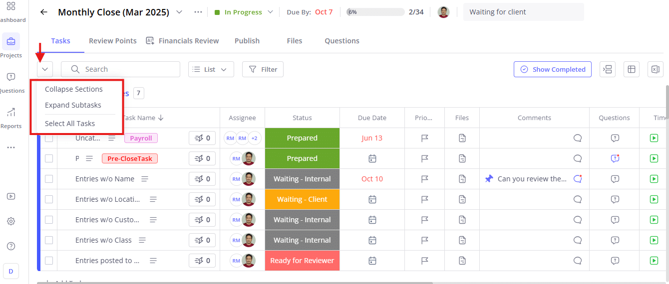 snapshot of Xenett's dashboard for managing task and task visibility