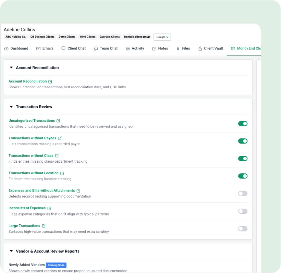 month end close in app