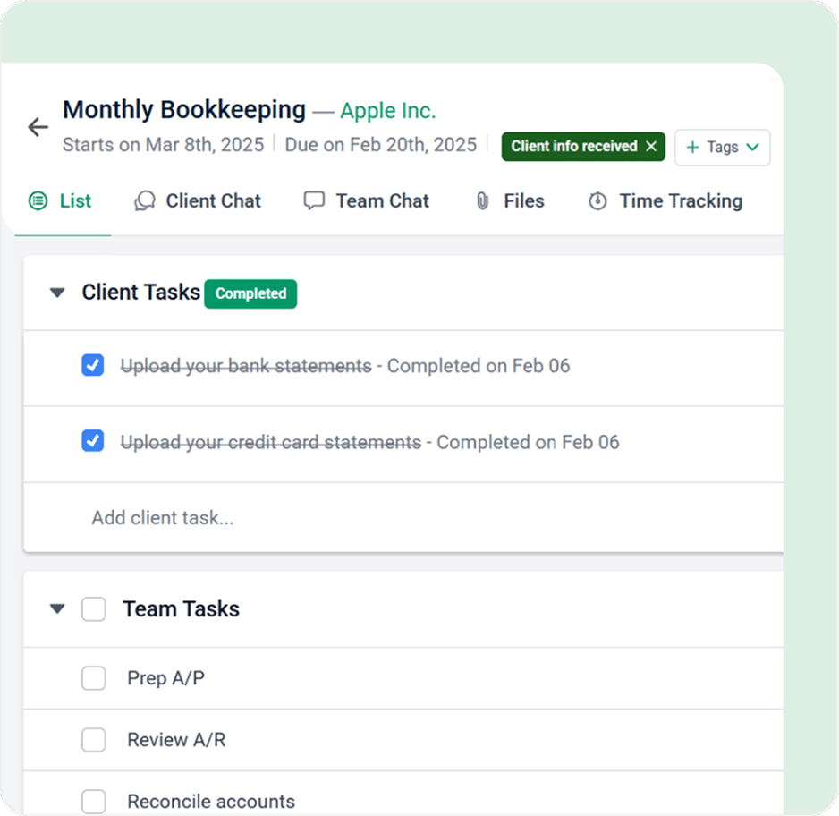 recurring bookkeeping work