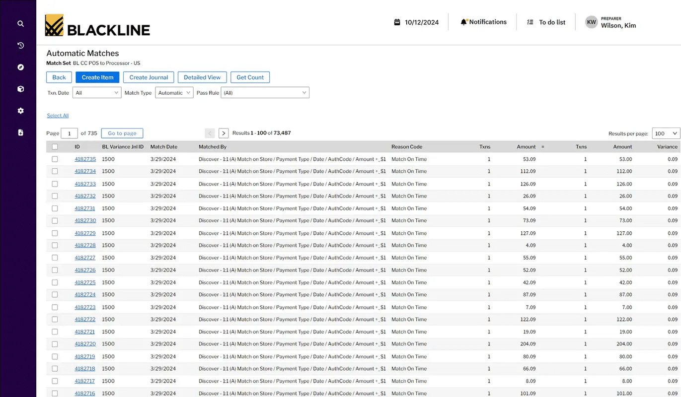 blackline automatic matches