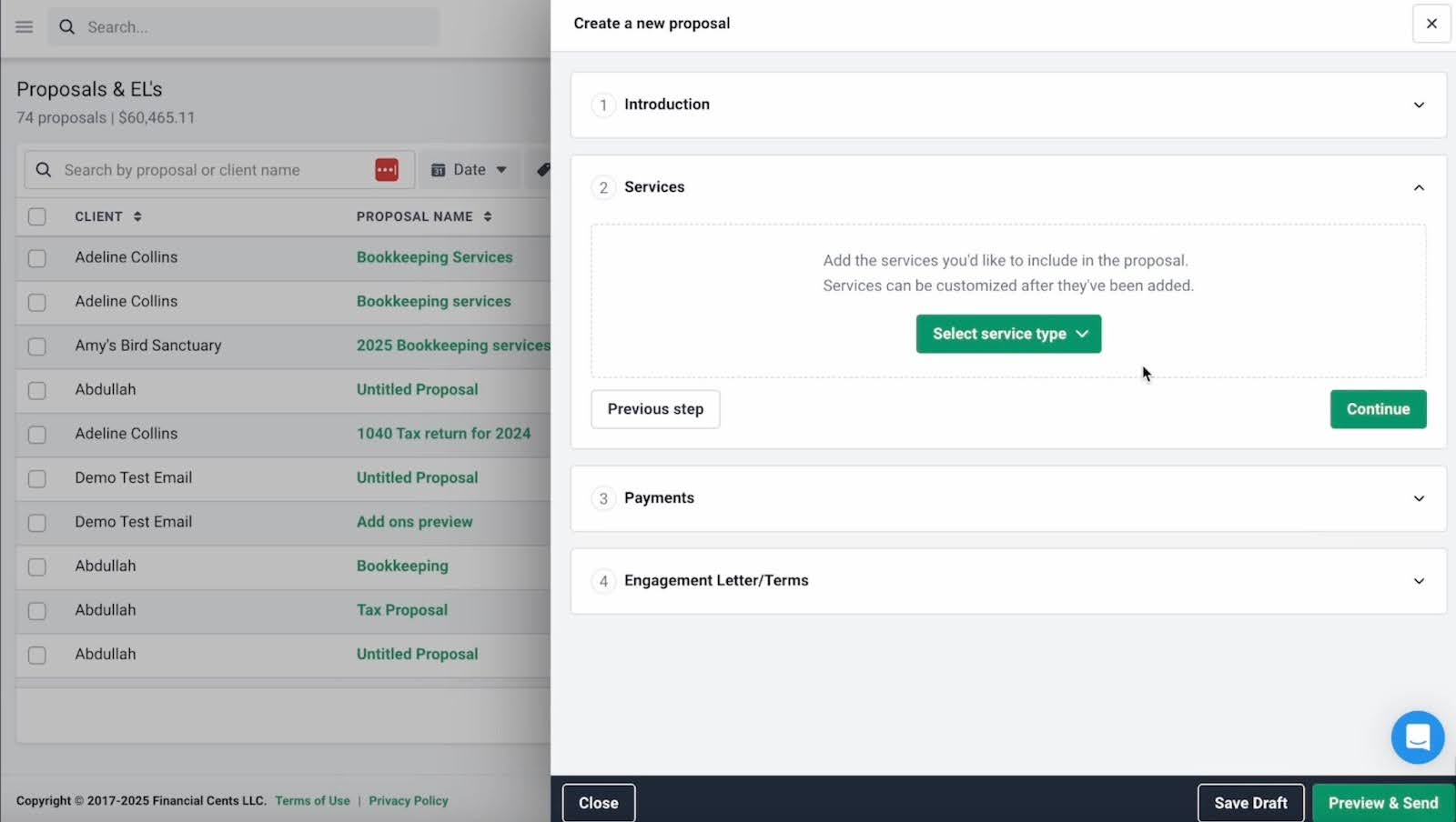creating bookkeeping proposals in Financial Cents
