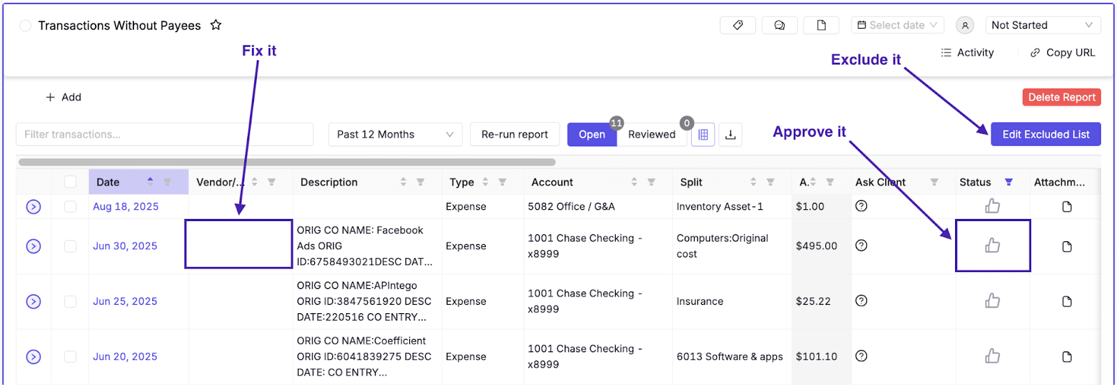 transaction review dashboard inside Double