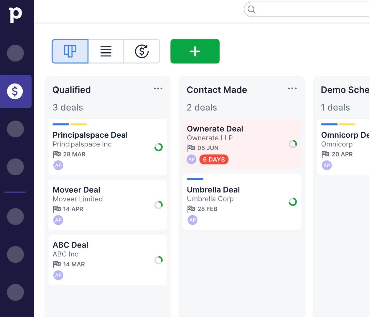 deals dashboard in Pipedrive