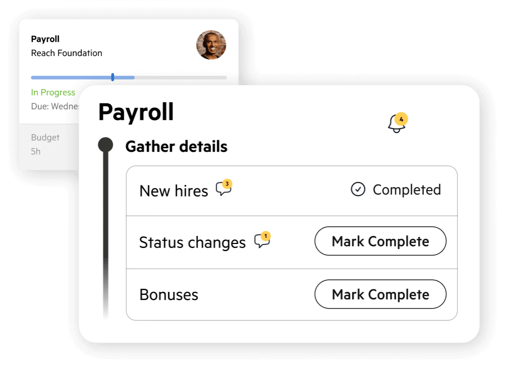 a snapshot showing a list of client tasks in Karbon