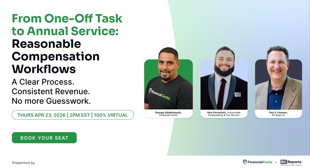 Financial Cents & RC Reports: Task to Annual Service Reasonable Compensation Workflows