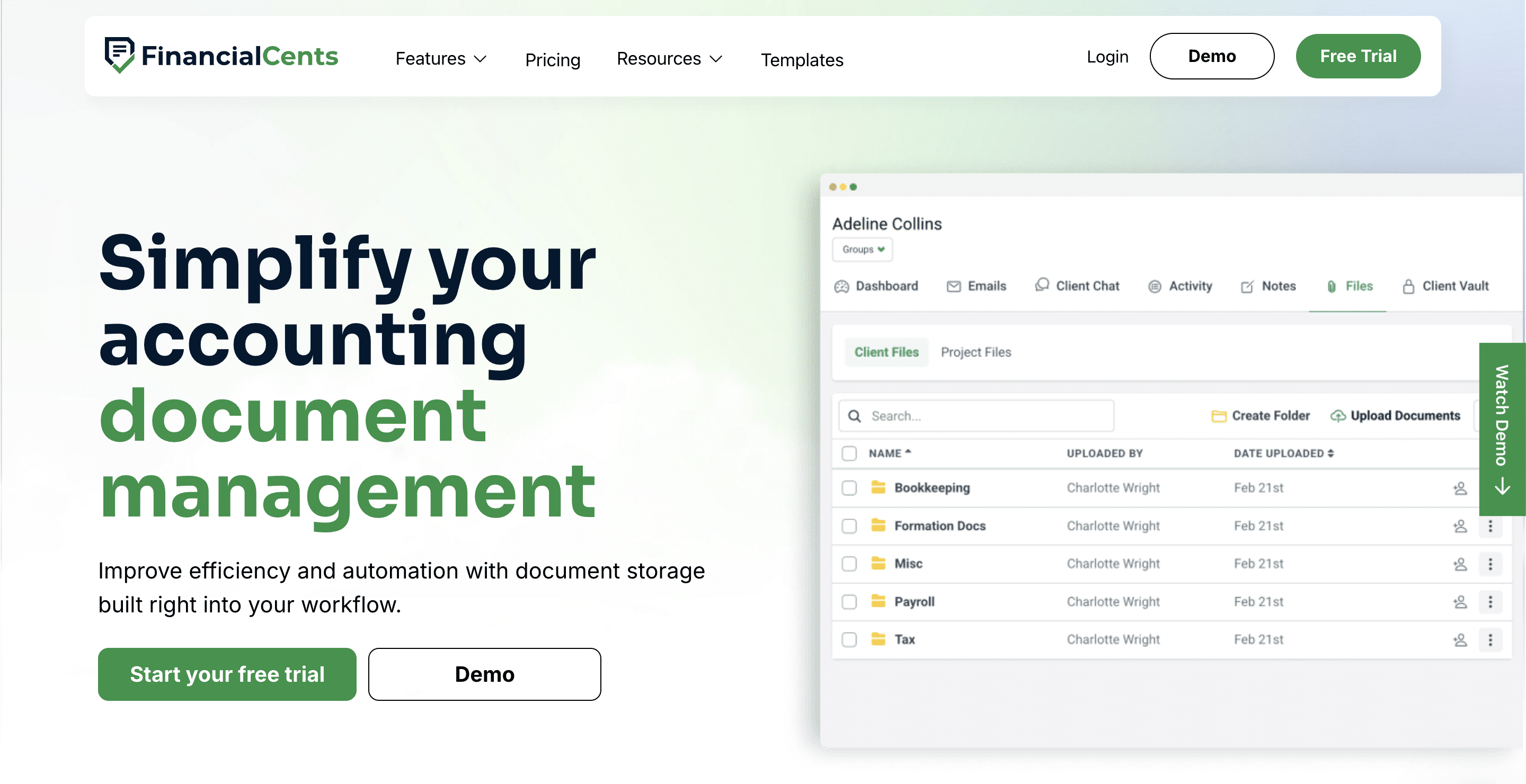 Financial Cents secure document management system