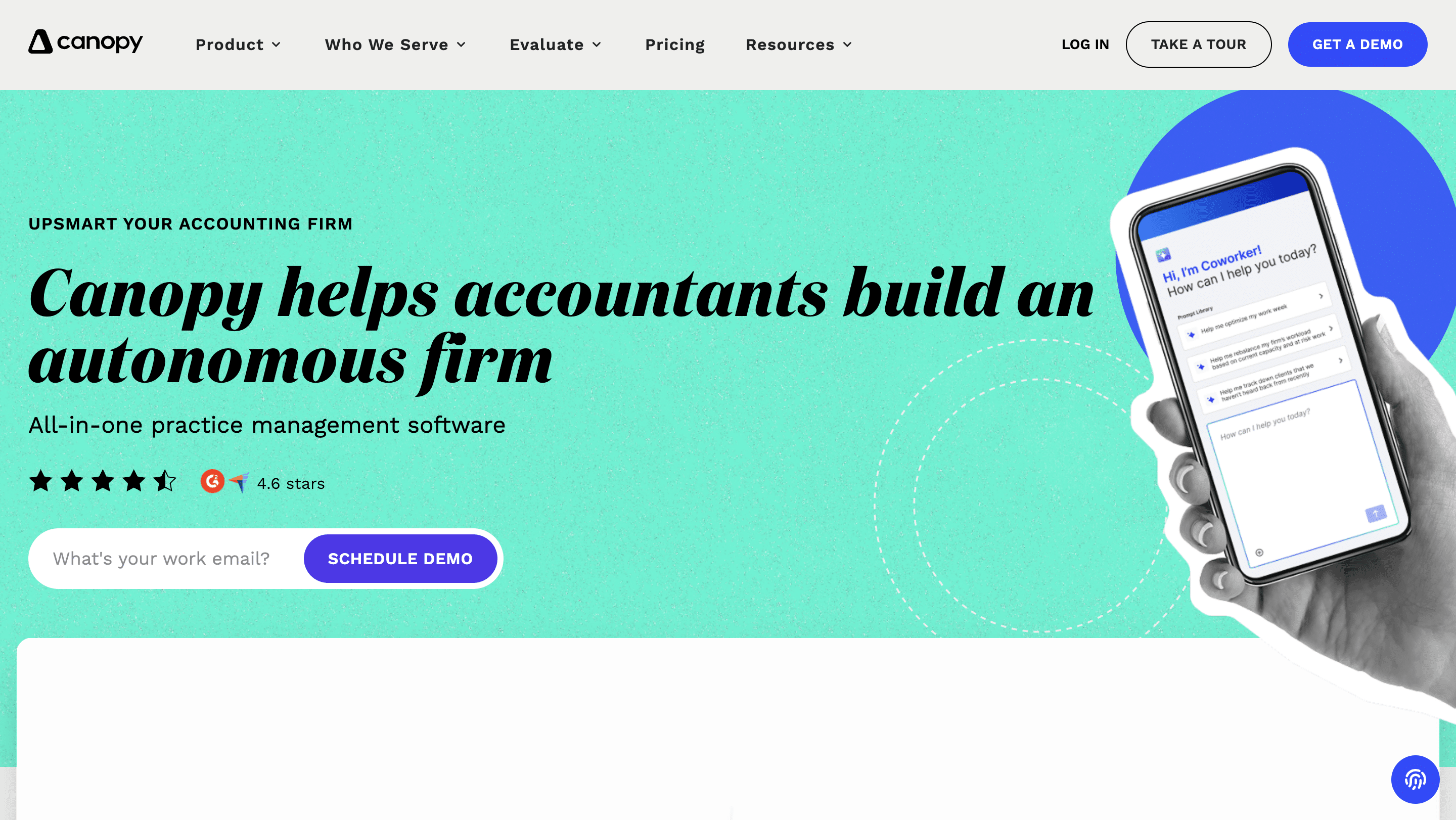 A snapshot of canopy's website