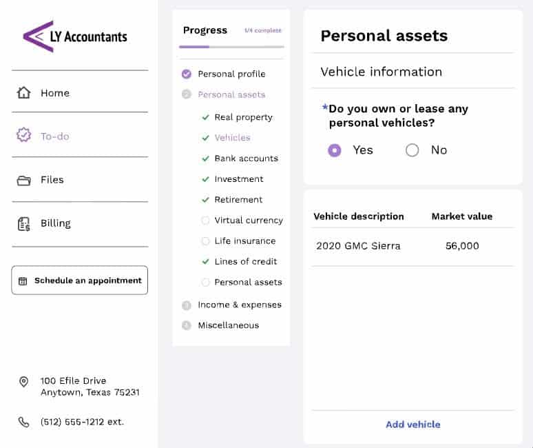 a snapshot of Canopy tax organizer feature