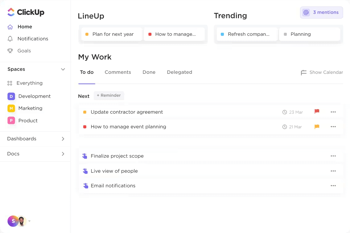 Tracking deadlines inside ClickUp