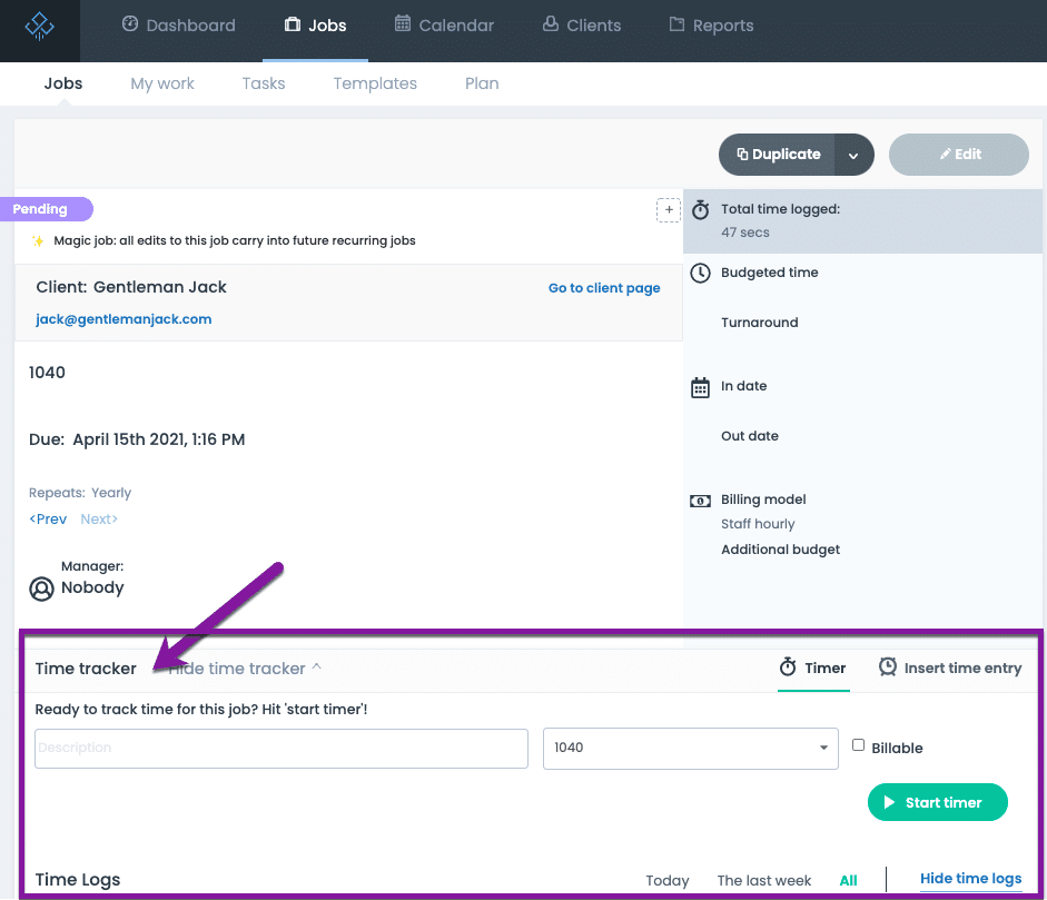 tracking time inside Jetpack workflow