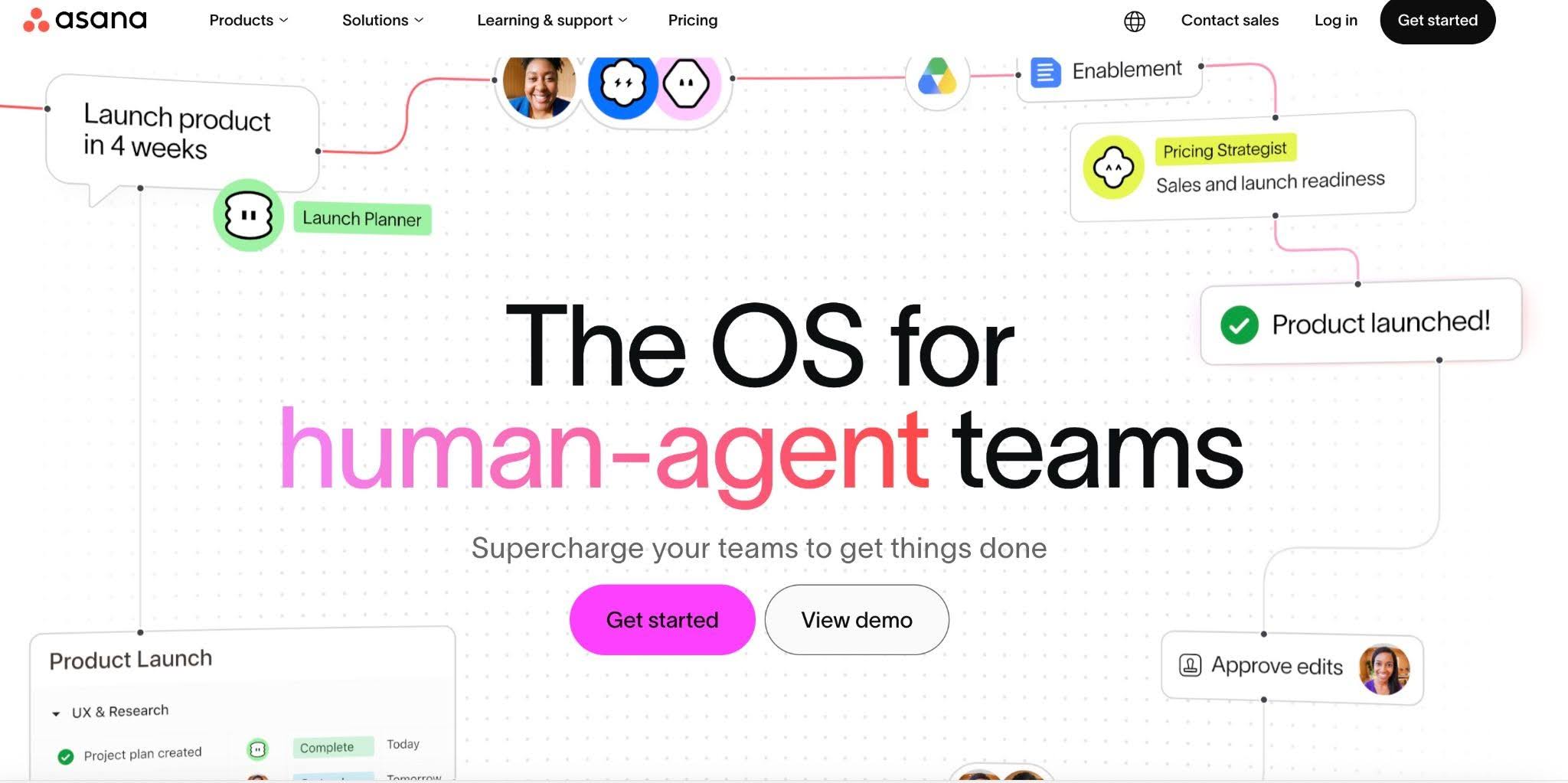Snapshot of Asana's homepage