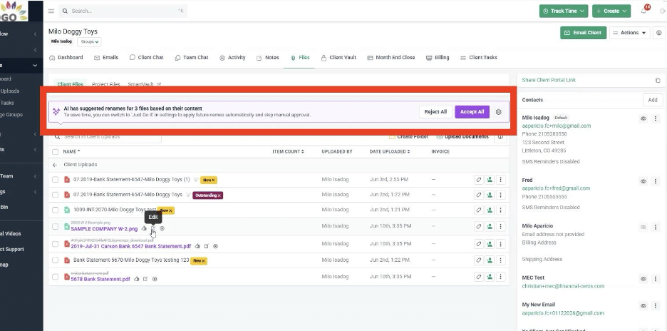 AI in accounting: AI file rename agent in Financial Cents