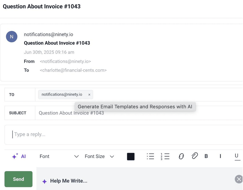 responding and drafting email response to clients using AI in Financial Cents