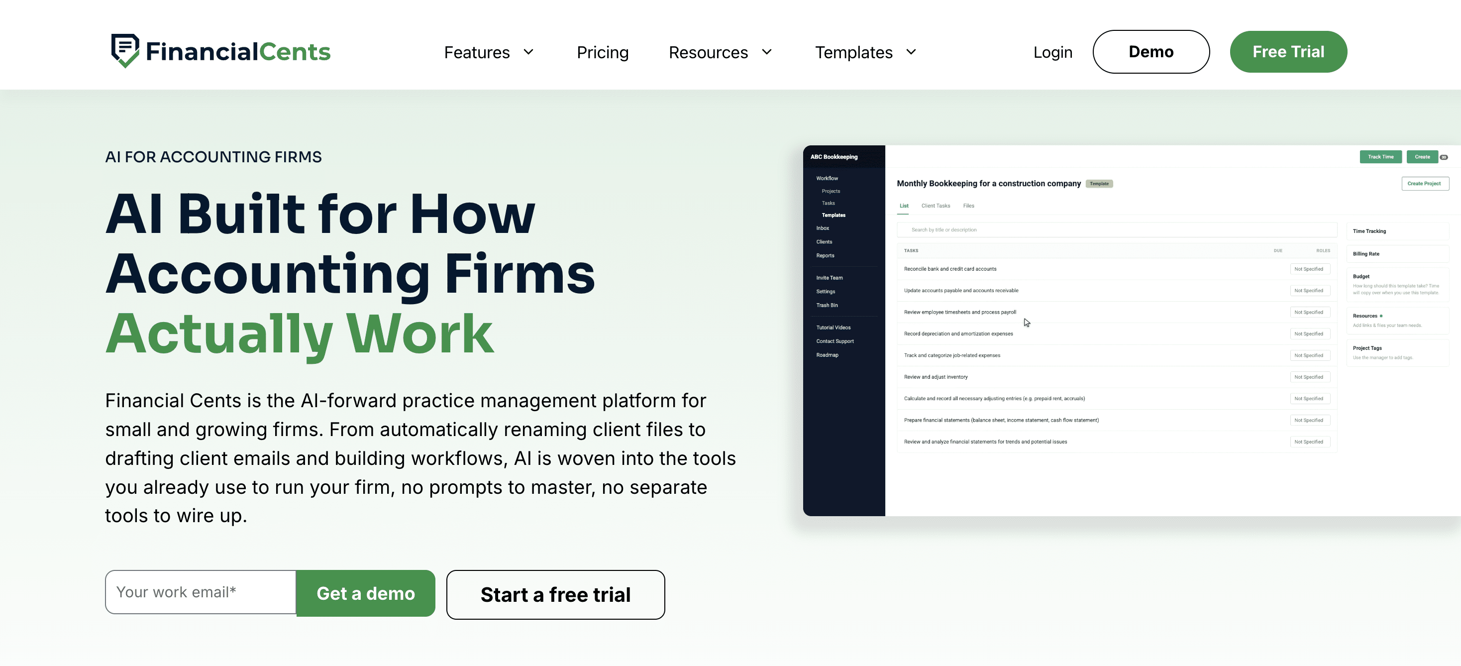 A snapshot of Financial Cents ai tools