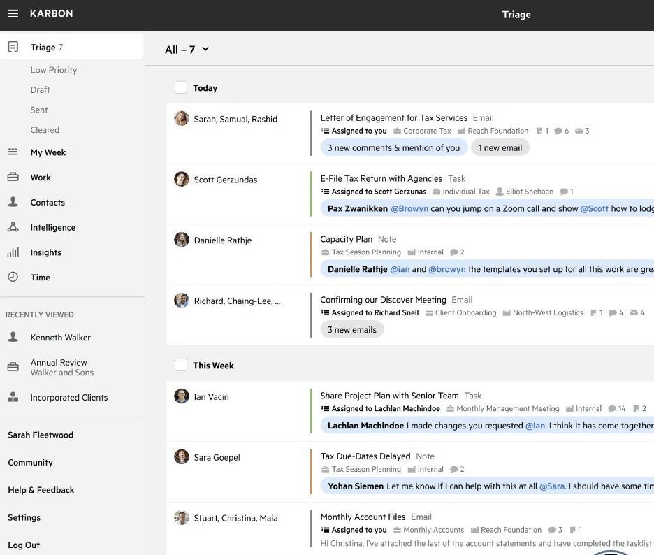 Karbon Triage shared inbox