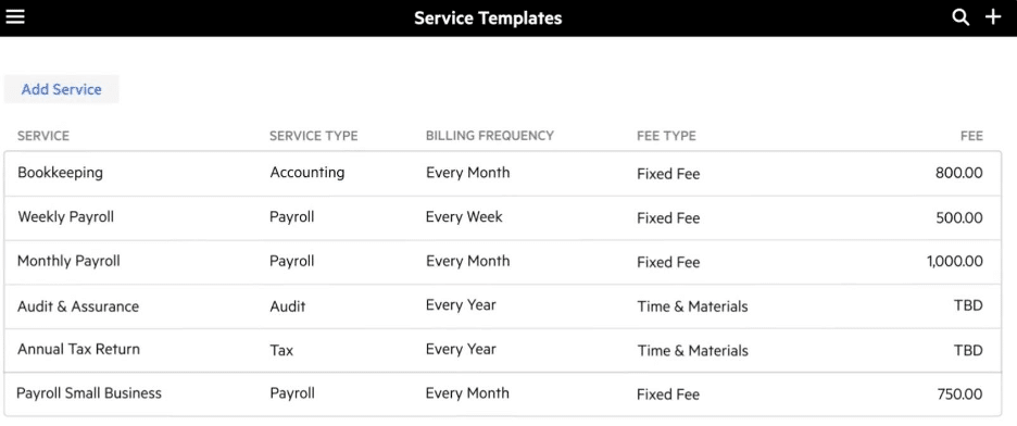 Karbon engagement proposal builder with services, billing, agreement, and engagement period settings